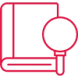 Piktogramm symbolisiert Expertise mit Buch und Lupe