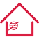 Icon welches ein Haus und ein durchgestrichenen Luftdurchlass zeigt