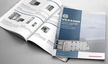 Mock-Up der aufgeklappten VEX4000 Broschüre
