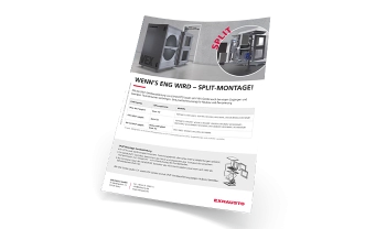 Mock-Up des EXHAUSTO SPLIT-Montage Flyers