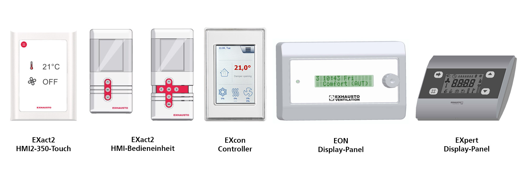 Übersicht verschiedener EXHAUSTO Regelungscontroller