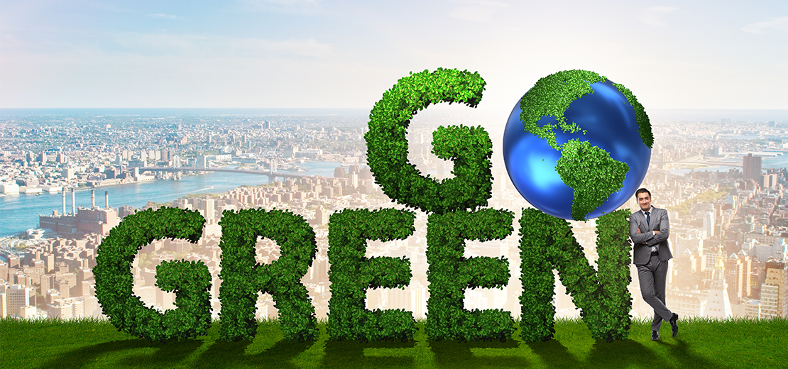 Go Green written in plants