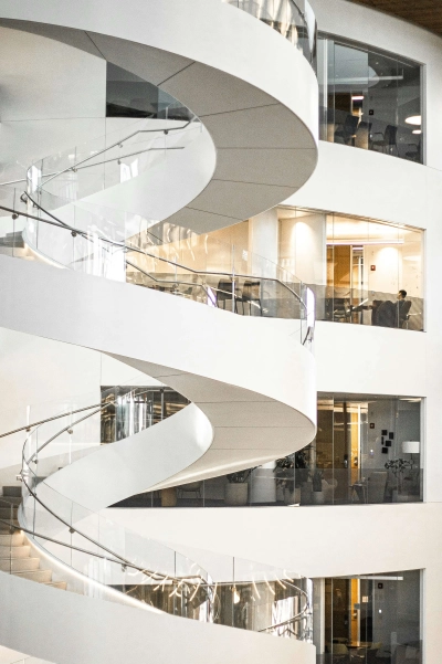 White spiral staircase office