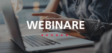 Bild mit Laptop und Aufschrift Webinare