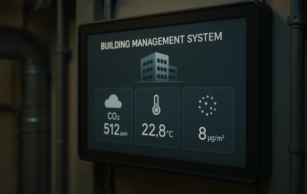 Gebäudeleittechnik mit Luftqualitätsanzeige für energieeffiziente Lüftung