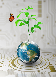 Tree sprouting from globe