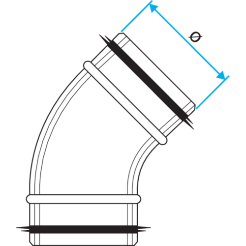 Codo 45°: C 45° con juntas
